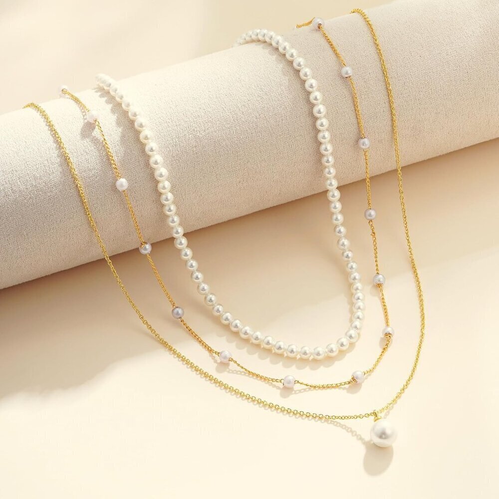 Elegant 18K Gold Plated Pearl Necklace Set - Choker, Drop, Bracelets for Women - Picture 7 of 7